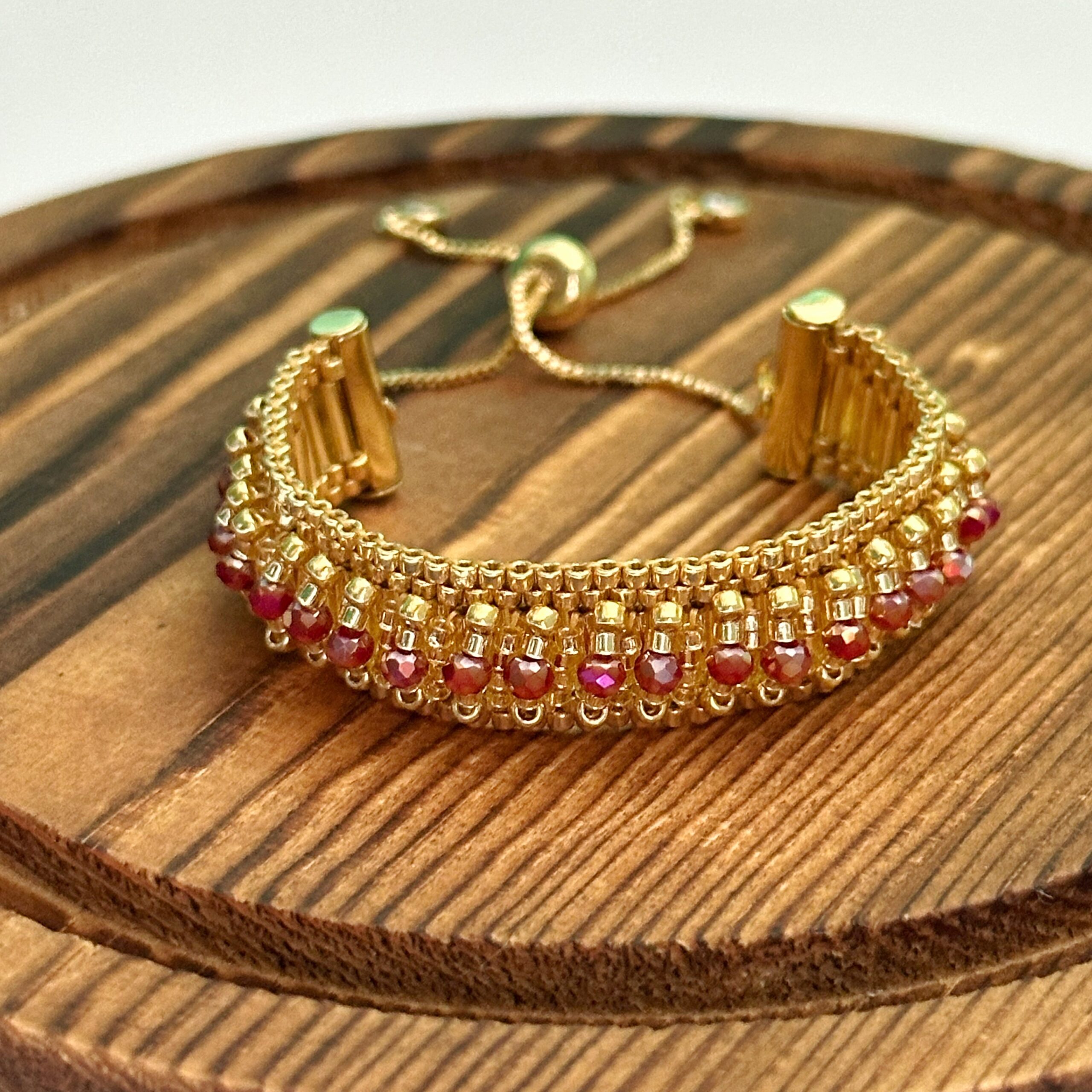 Pulsera Miyuki con Cristales - Golden